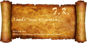 Tamássy Klaudia névjegykártya